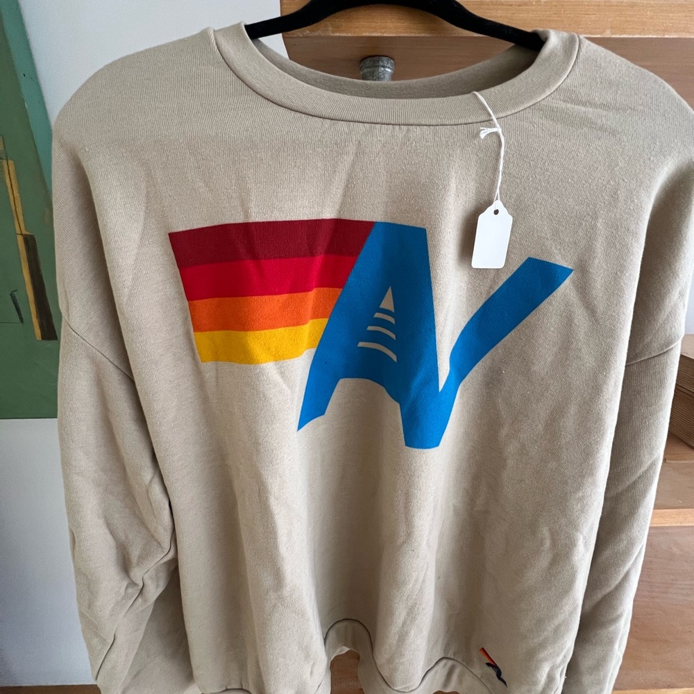 Aviator Nation SAND Logo Relaxed Crewneck Sweatshirt
